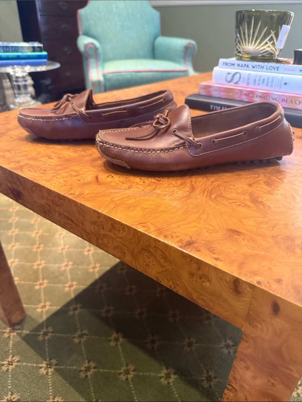 Cole Haan Brown Leather Slip-On Driving Loafers